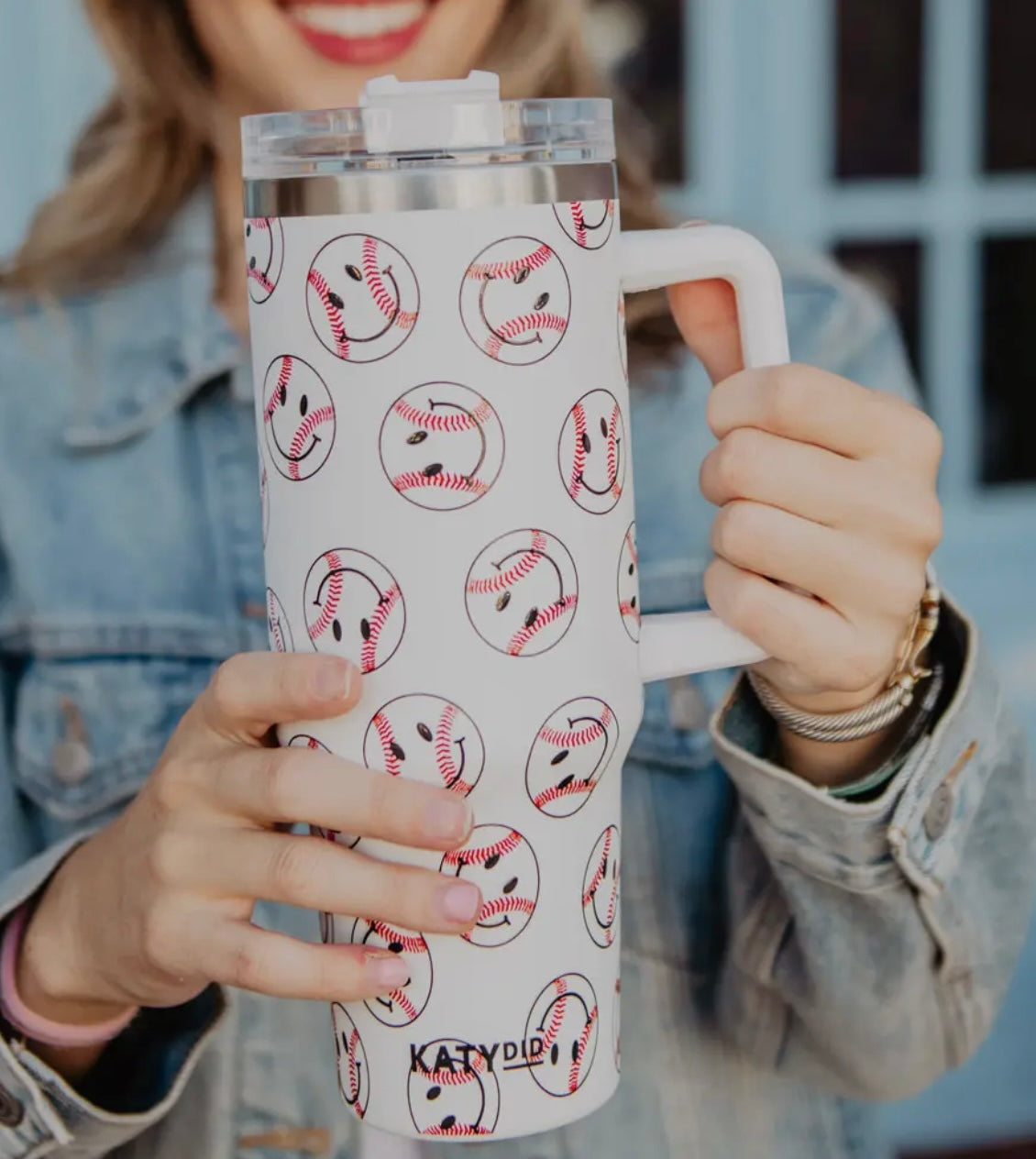 Baseball Happy Face Stainless Steel Tumbler