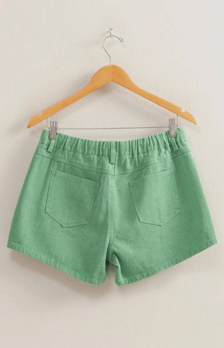 Green Summer Shorts-Pocket Detail