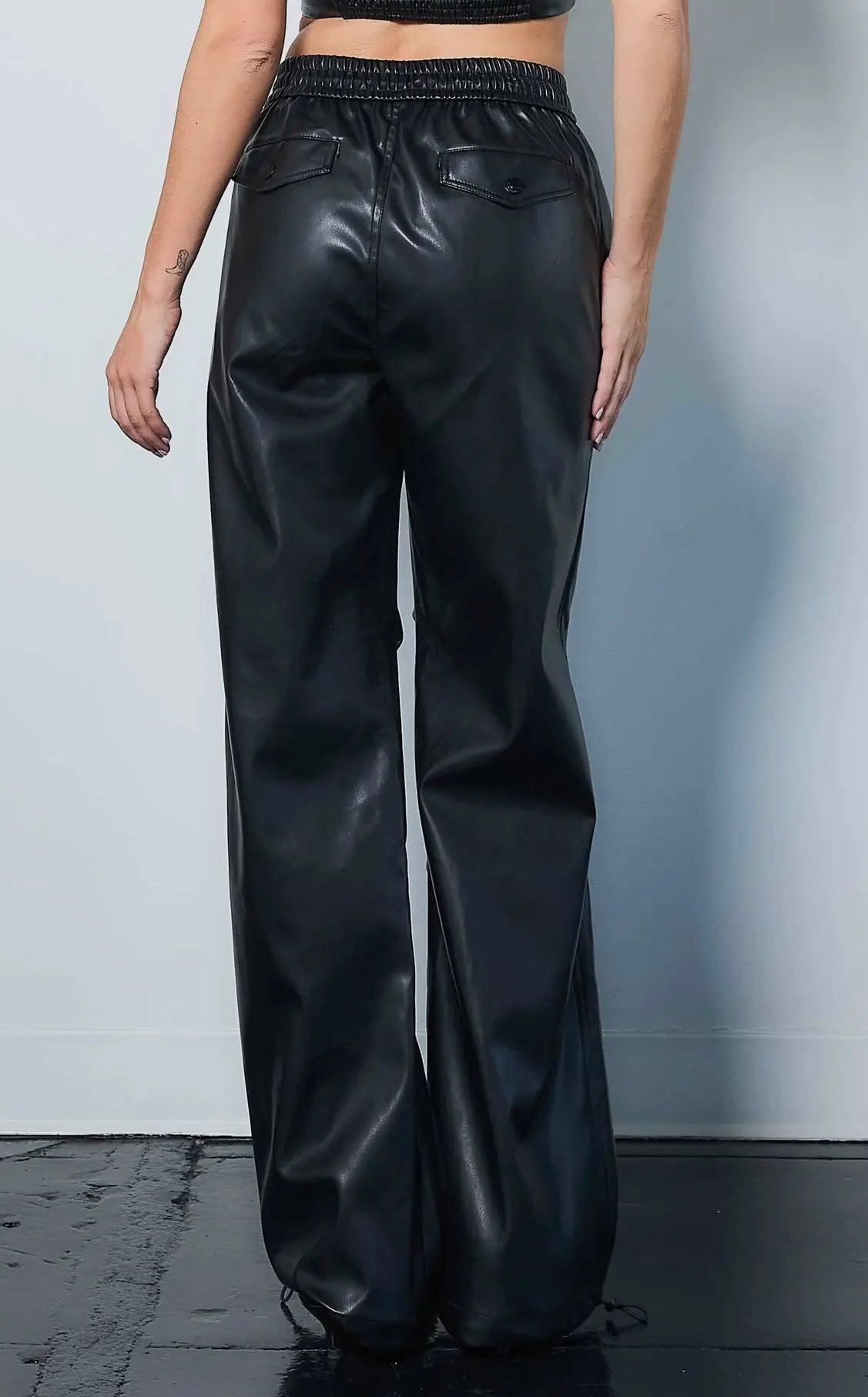 Vegan Leather Baggy Style Pants
