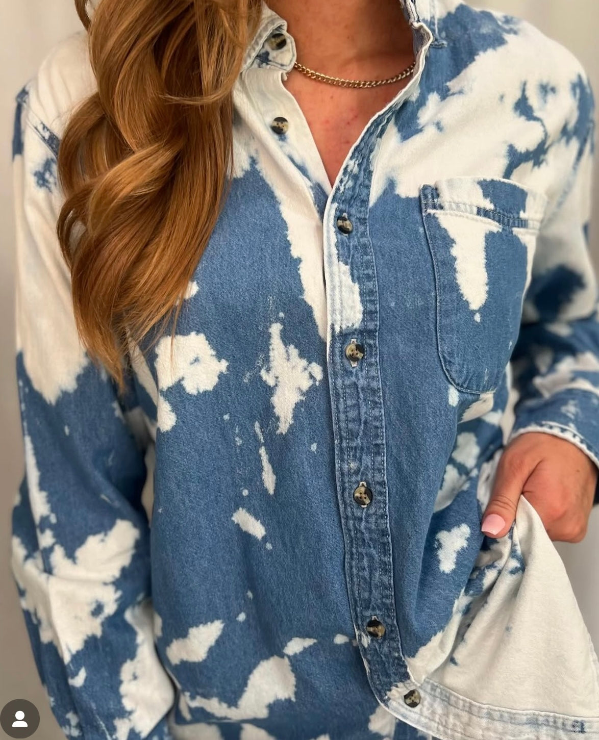 Bomba Bleached “Who Pig” Button Up Top