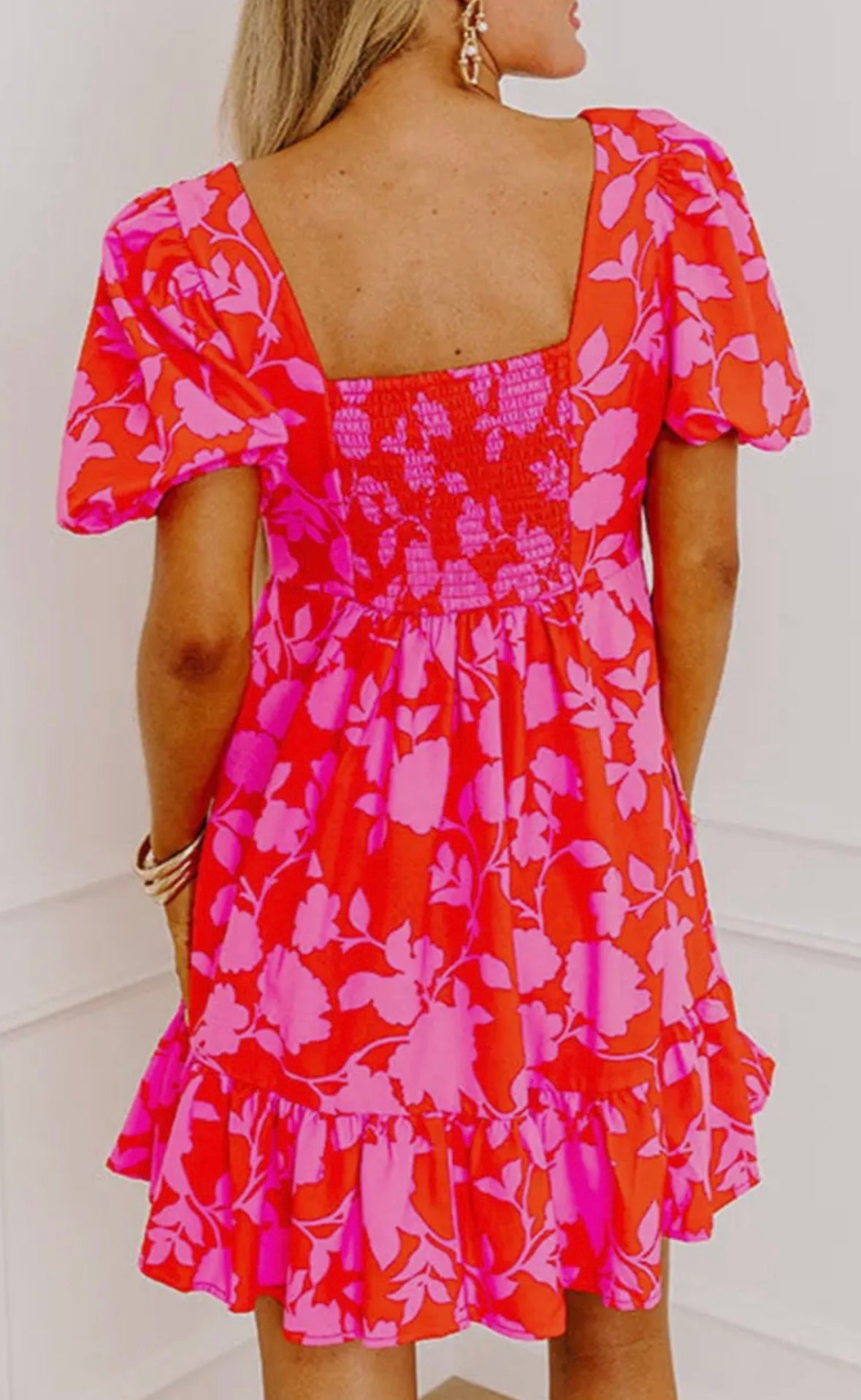 Floral Sweetheart Neckline Mini Dress