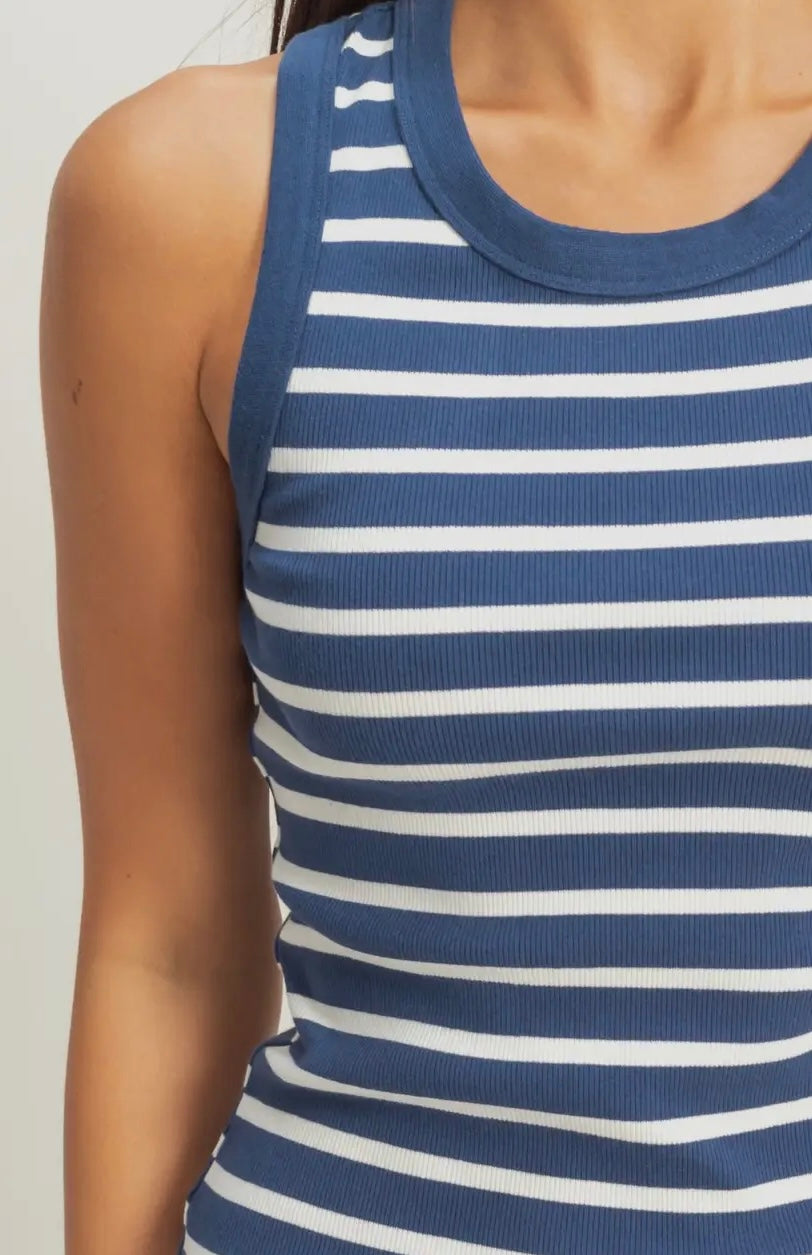 Navy/White Striped Bodycon Dress