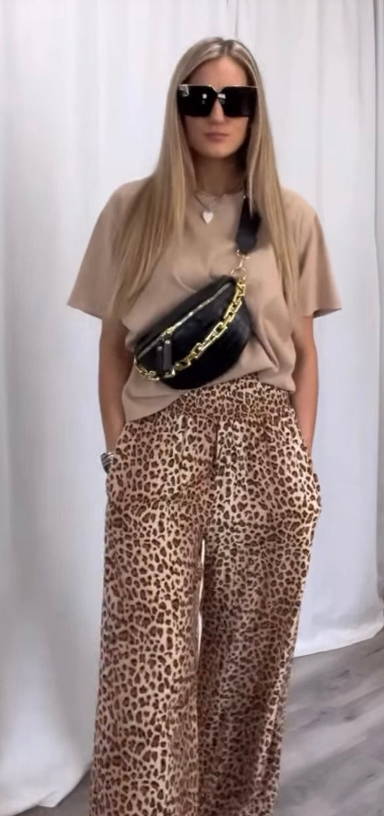Animal Print Wide Leg Pants