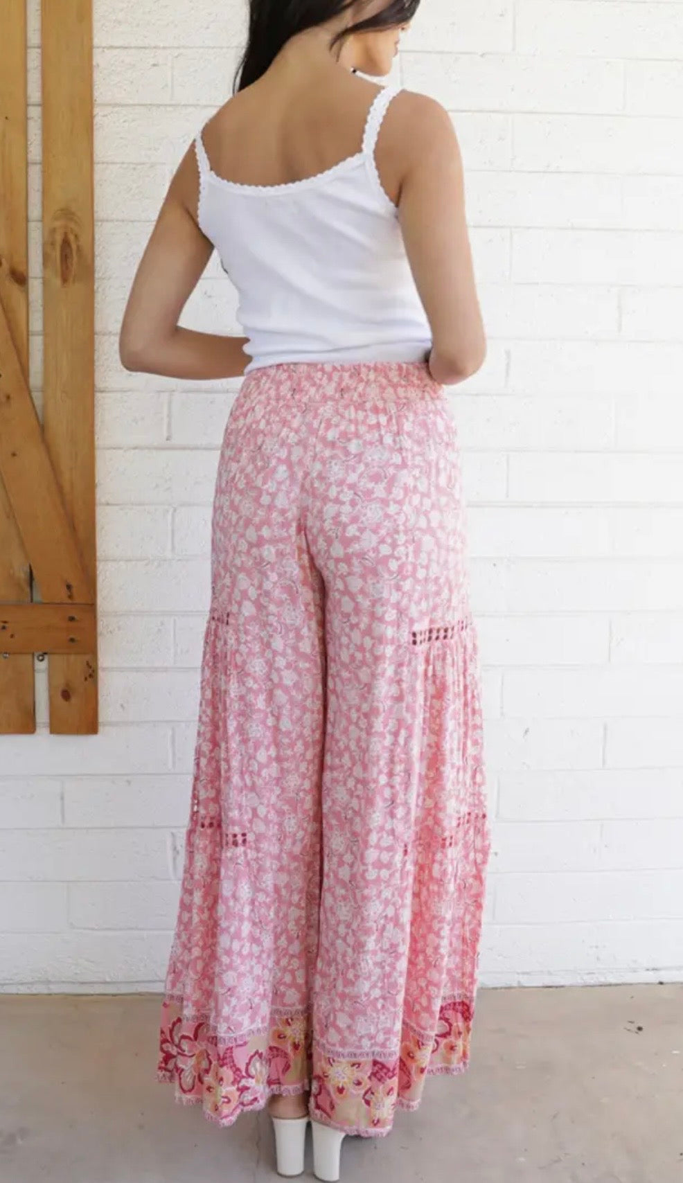 Pink Blush Wide Leg Boho Pants