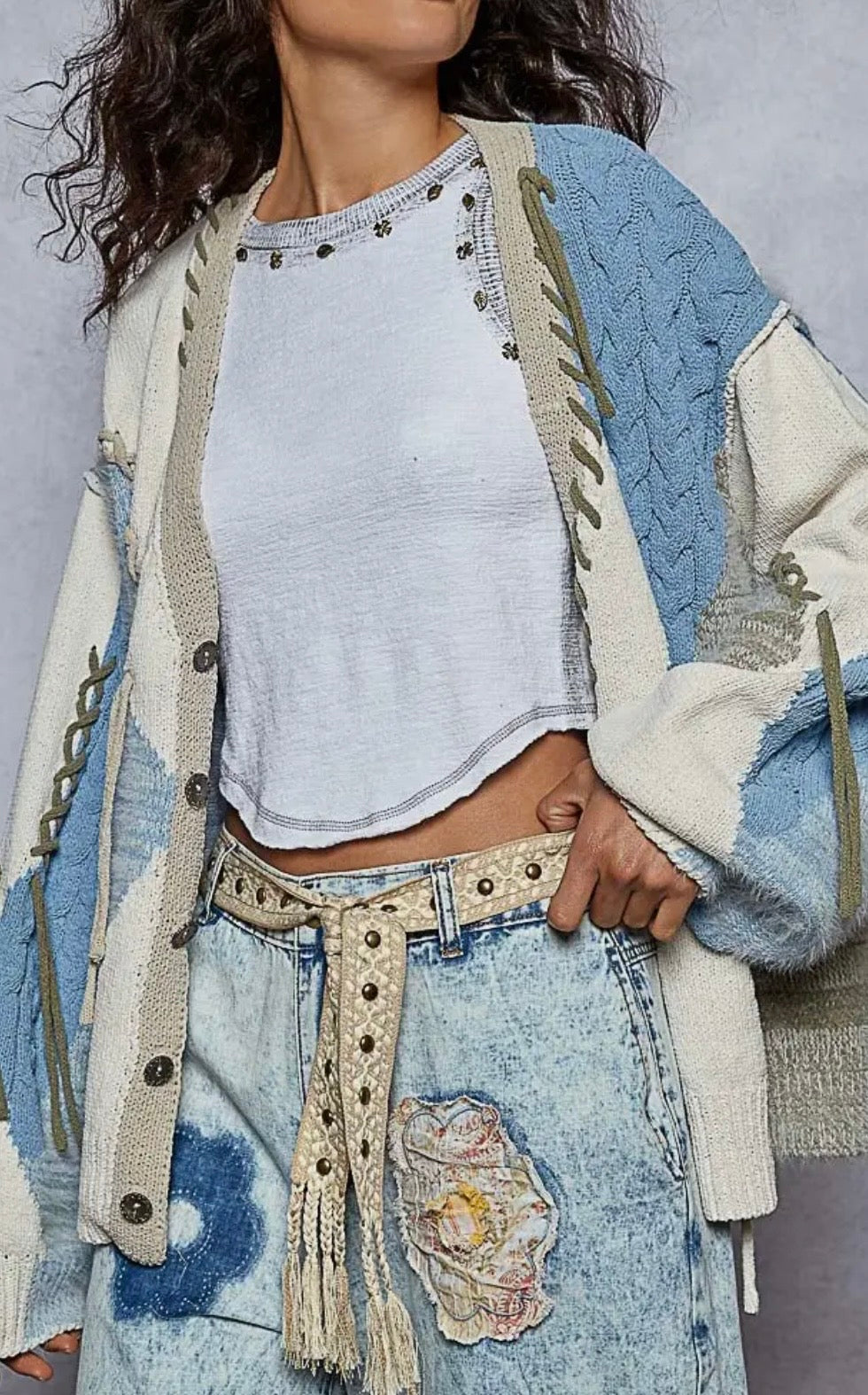 Boho Edge Studded Tassel Belt