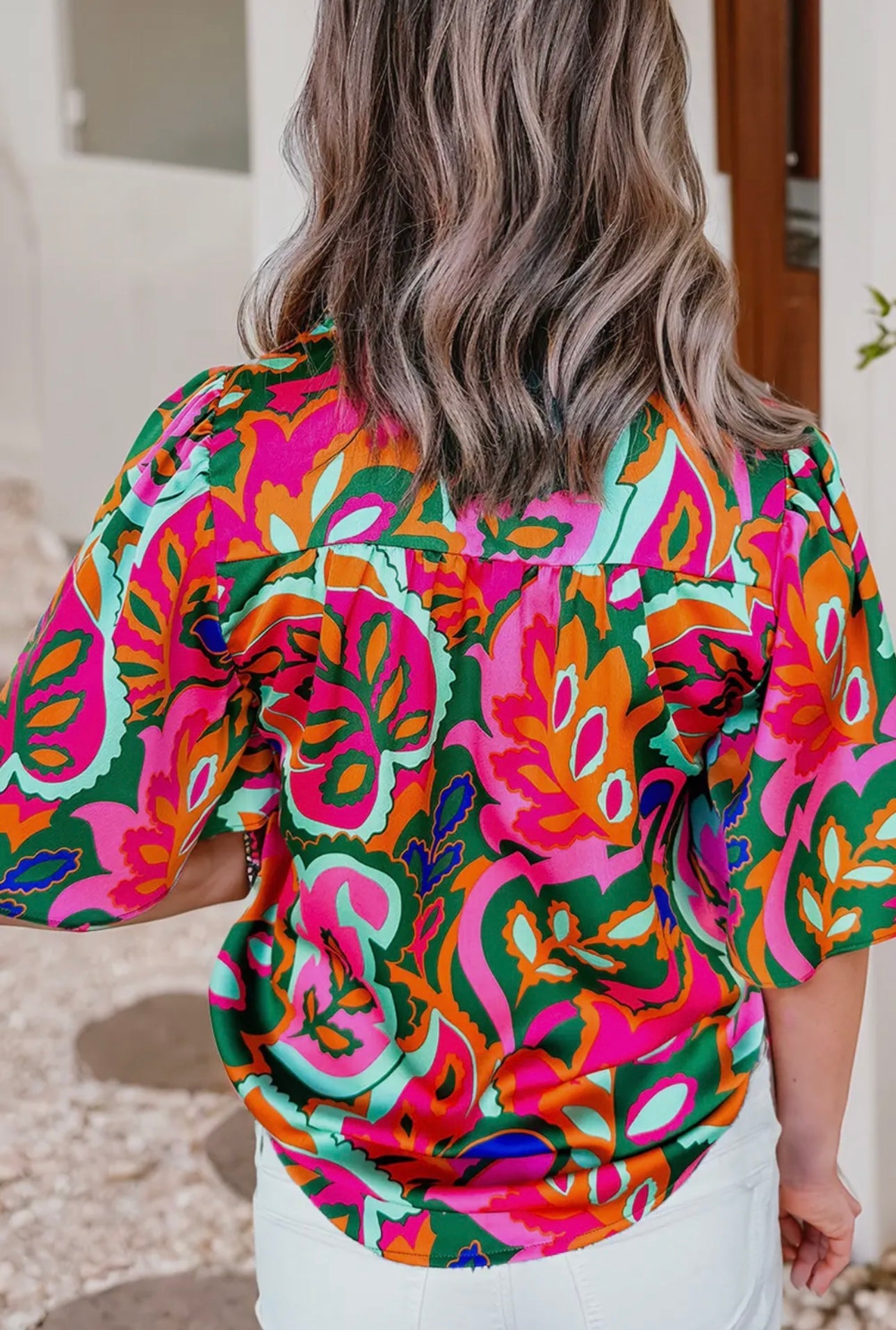 Boho Summer Print V-Neck