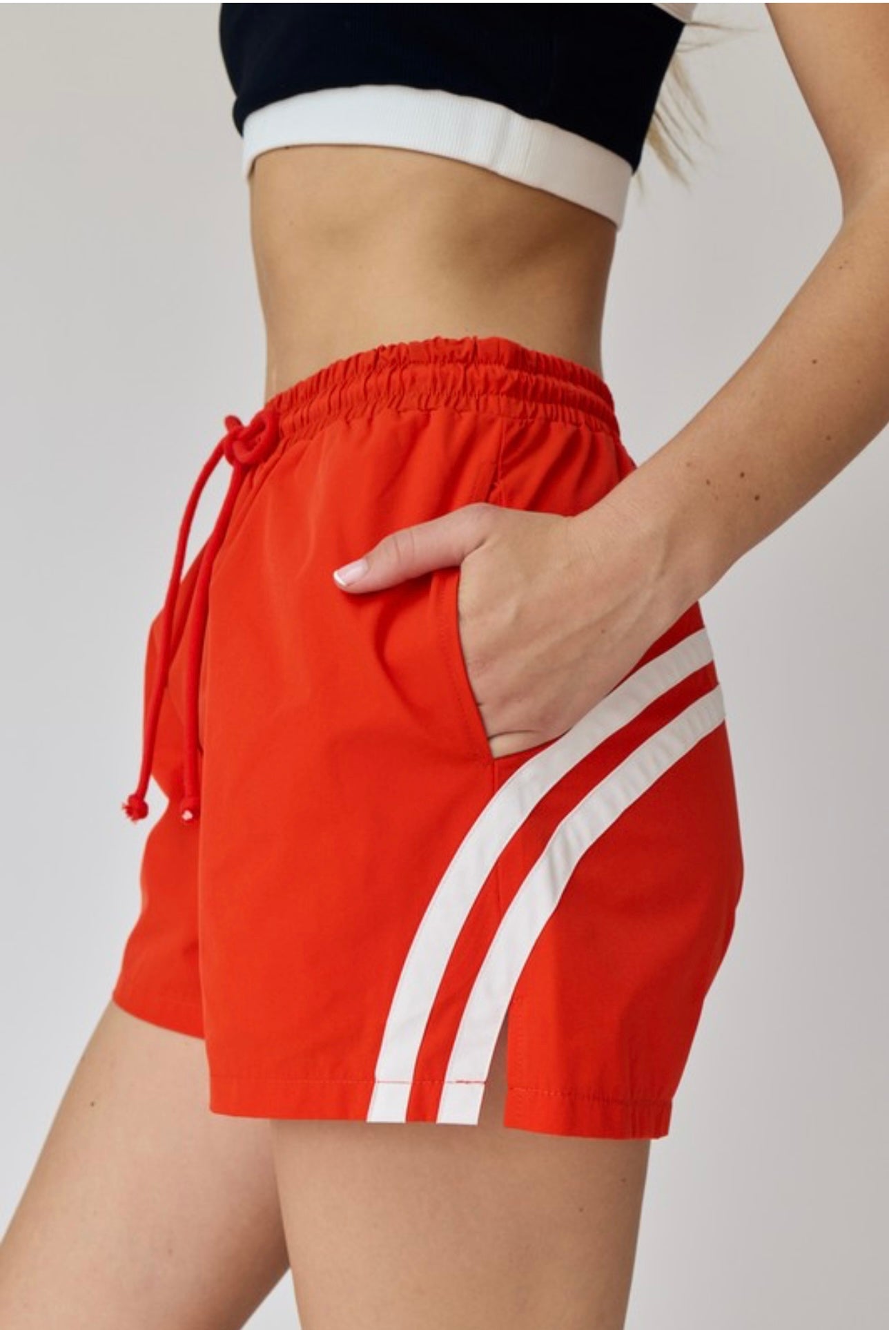 Olivia Striped Shorts-Red