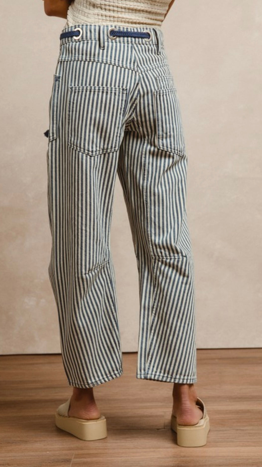 Striped Twill Barrel Pants