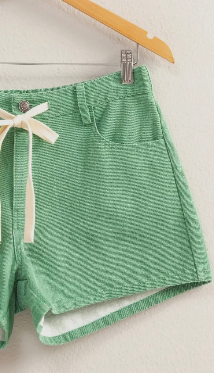 Green Summer Shorts-Pocket Detail