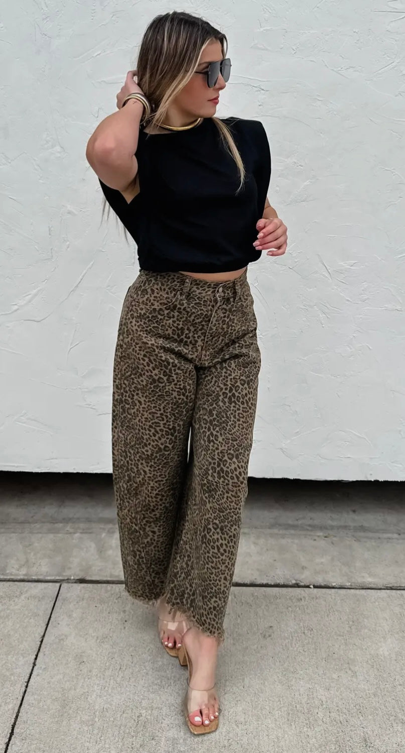 Cheetah Barrel Jeans