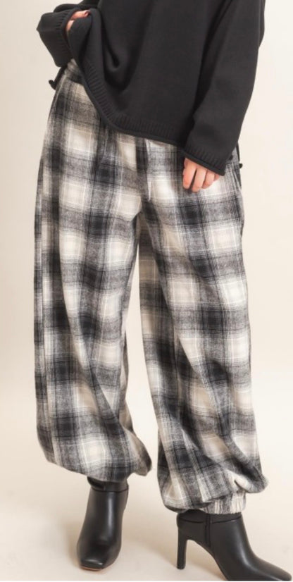 Plaid Drawstring Jogger Pants