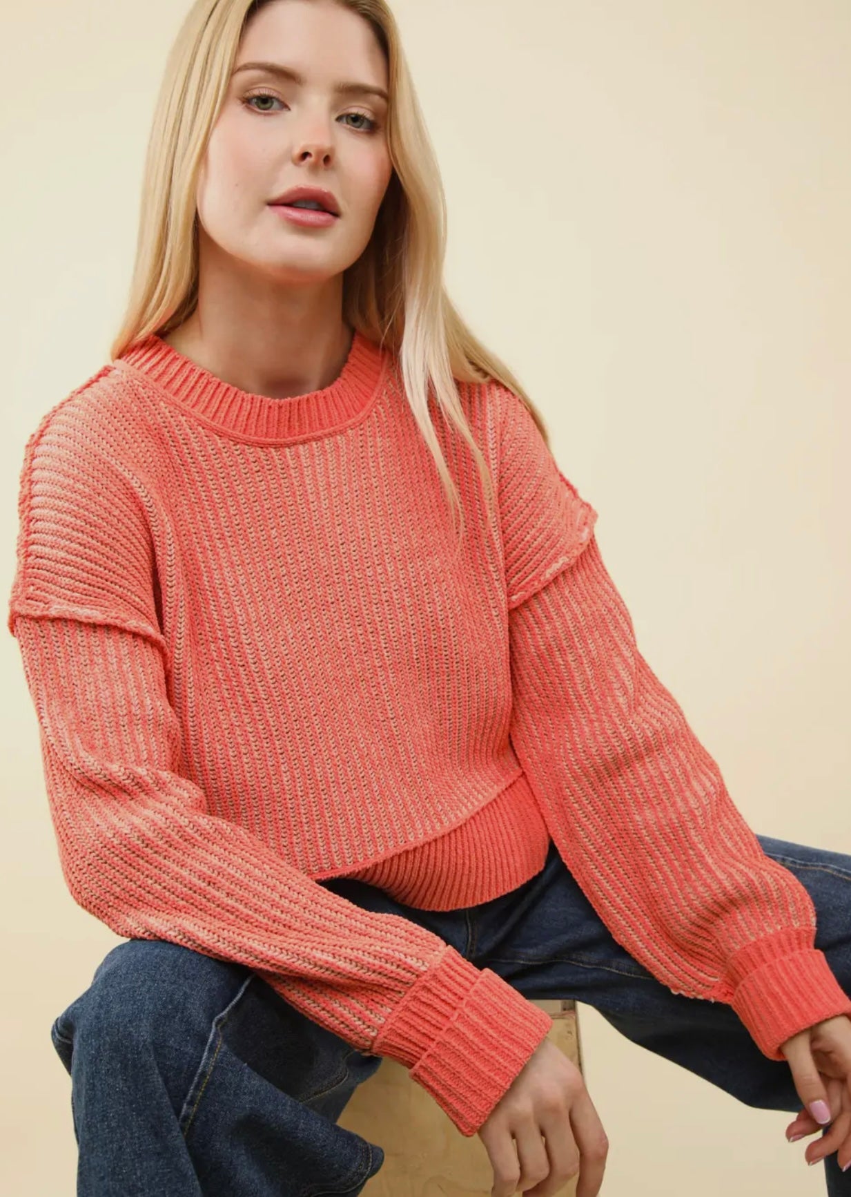 Two Toned Striped Casual Sweater (Two Colors)