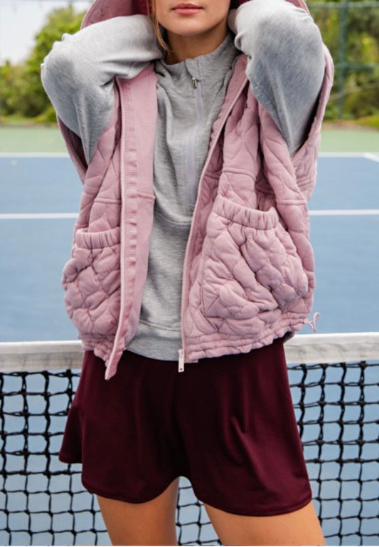 Bubble Quilt Cinch Hoodie Vest