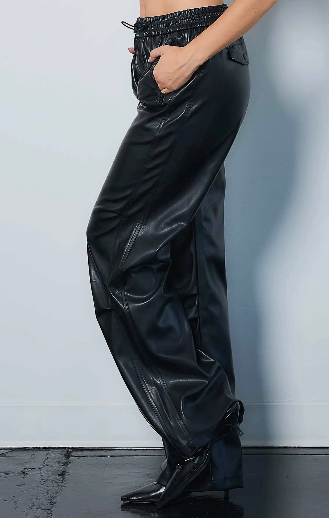 Vegan Leather Baggy Style Pants