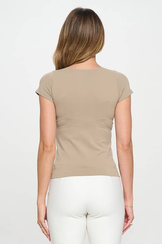 Women's Seamless Crew Neck Short Sleeve Top: Black / OS