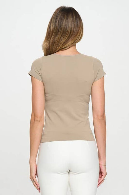 Women's Seamless Crew Neck Short Sleeve Top: Black / OS