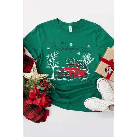 IT S THE MOST WONDERFUL TIME WASHED GRAPHIC TEE: GREEN / L