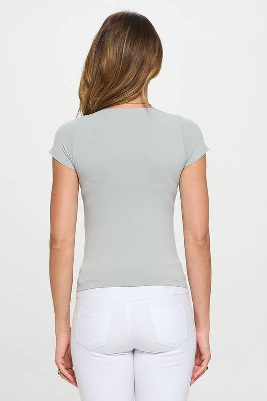 Women's Seamless Crew Neck Short Sleeve Top: Black / OS