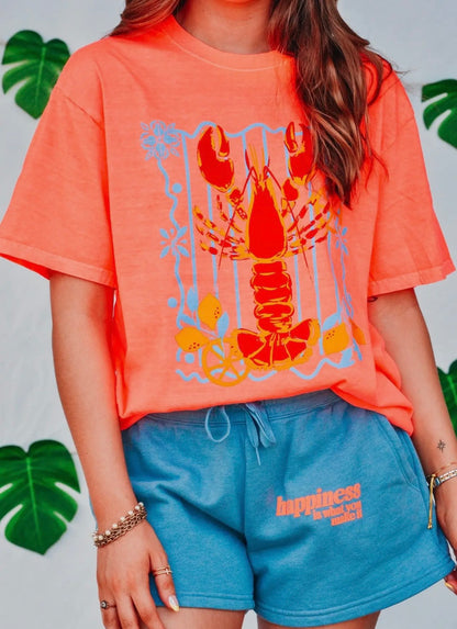 Lobster Life Neon Orange Tee