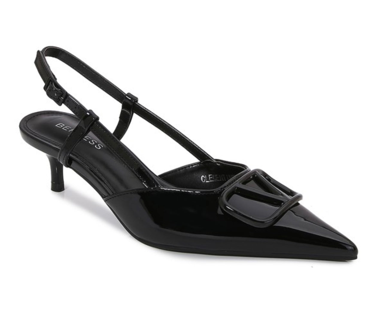 Glam Pointed Toe Kitten Heels-Black