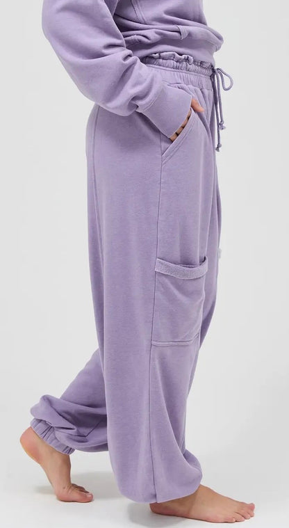 Dusty Purple Ruffle Waist Joggers