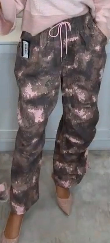 Pink Camo Mesh Cargo Joggers