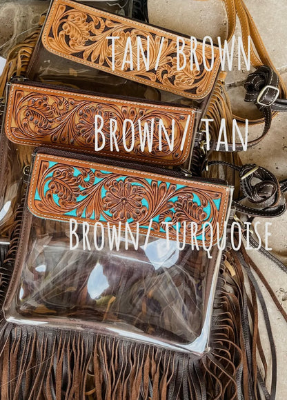 Hand Tooled Clear Purse-Crosbody