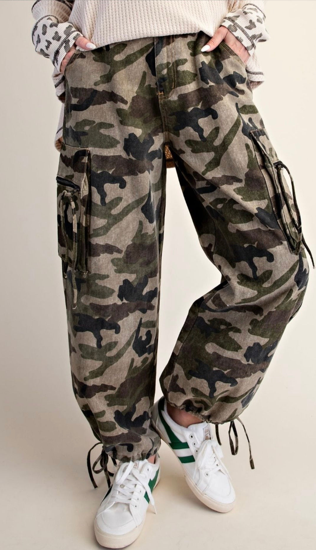 Camo Cargo Pants-Olive