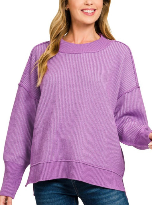 Violet/Lavender Exposed Seam Two Tone Sweater