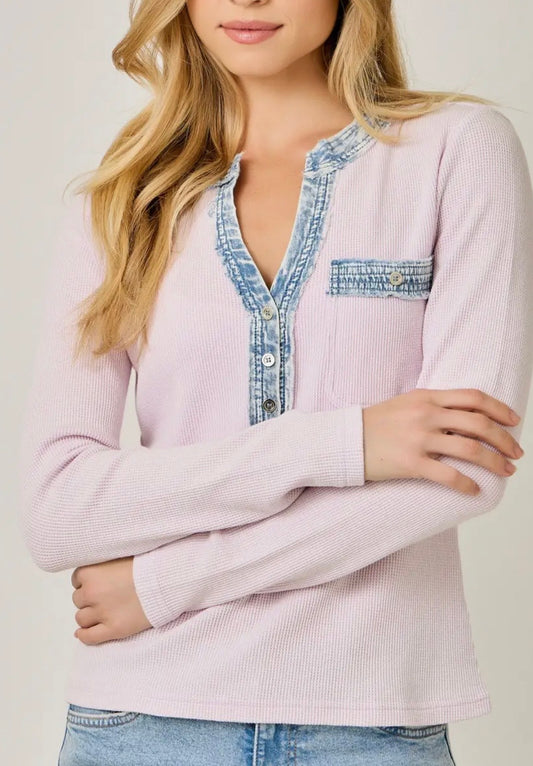 Lavender/Denim Mix Henley