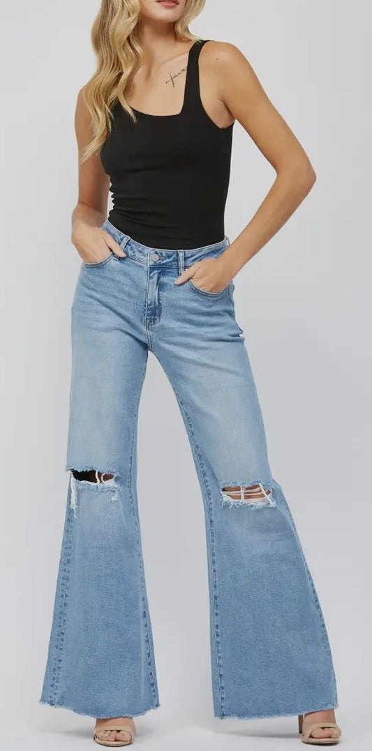 Mica Denim “California Cool” High Rise Wide Leg Jeans