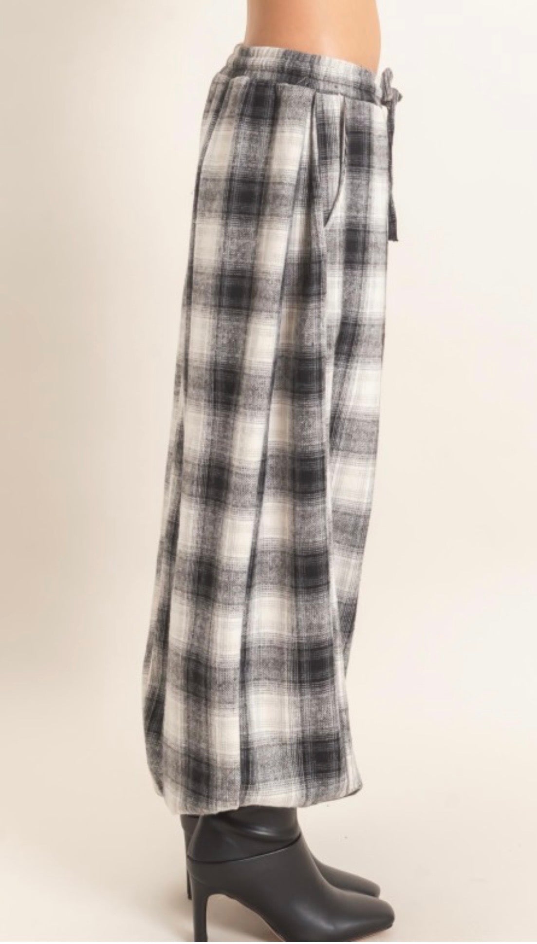 Plaid Drawstring Jogger Pants