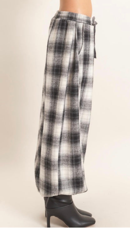 Plaid Drawstring Jogger Pants