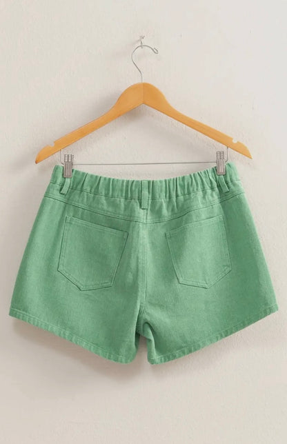 Green Summer Shorts-Pocket Detail