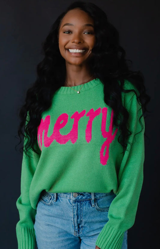 Green “Merry” Sweater