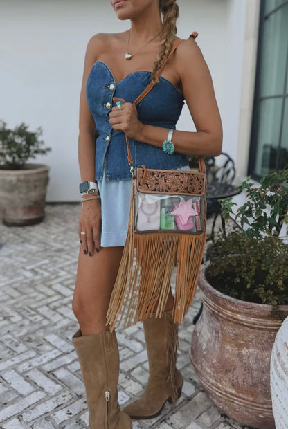 Hand Tooled Clear Purse-Crosbody