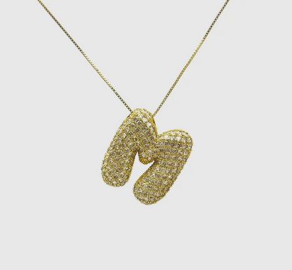 Initial  Bubble Hailey Necklace-18k Gold