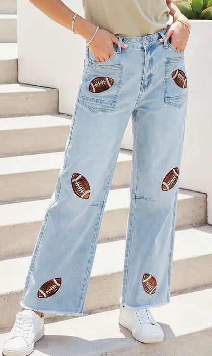 Game Day Football Patch Jeans