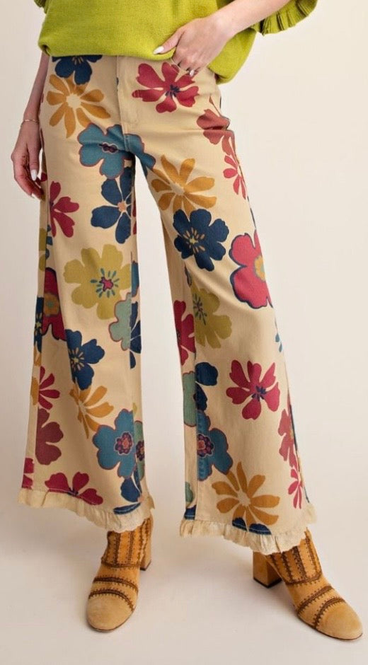 Dijon Floral Print Stretch Twill Pants