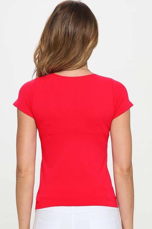Women's Seamless Crew Neck Short Sleeve Top: Black / OS