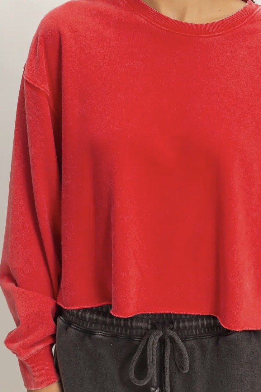 Red Mineral Wash Sweat Shirt