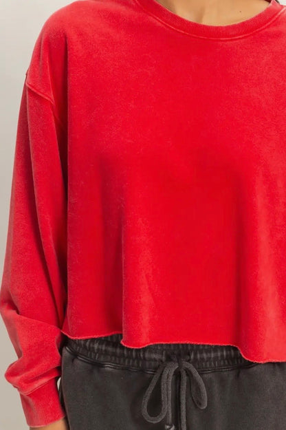 Red Mineral Wash Sweat Shirt