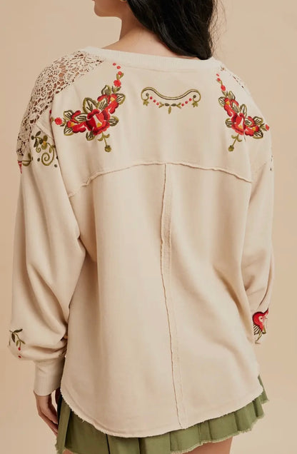 Embroidered Jersey French Terry Pullover