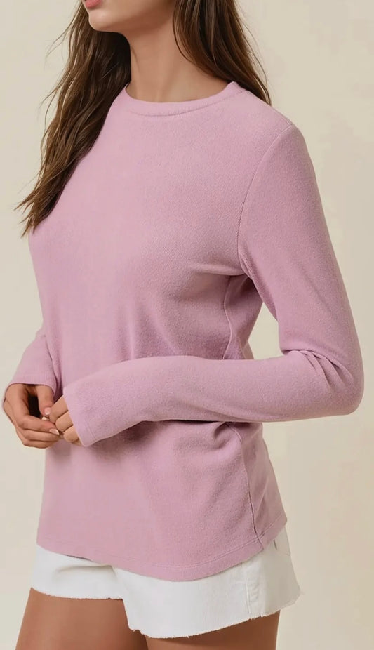 Lavender Round Neck Soft Knit Top