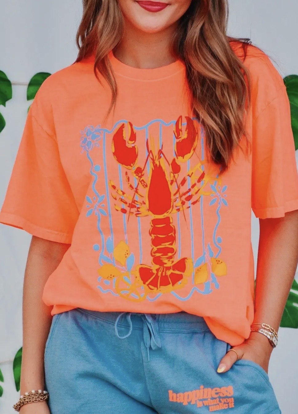Lobster Life Neon Orange Tee