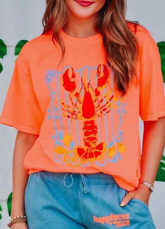 Lobster Life Neon Orange Tee