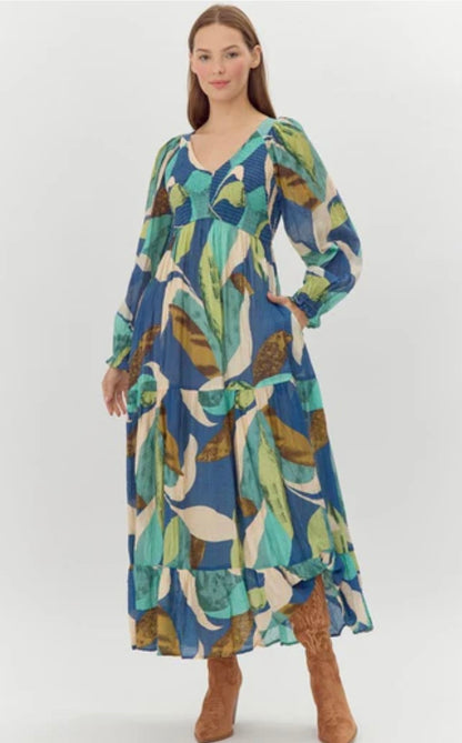 Abstract Printed Maxi Dress