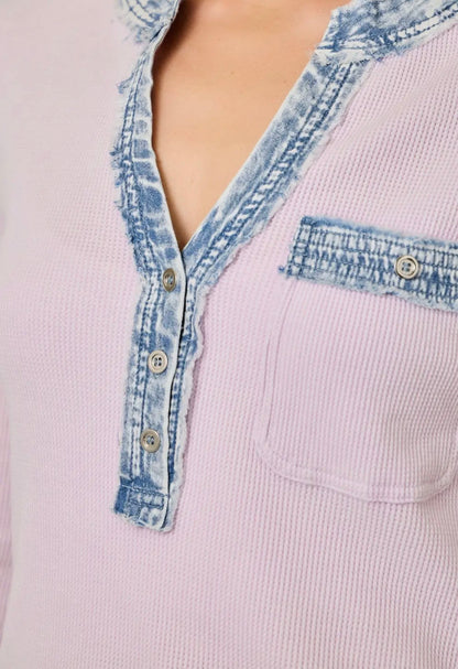 Lavender/Denim Mix Henley