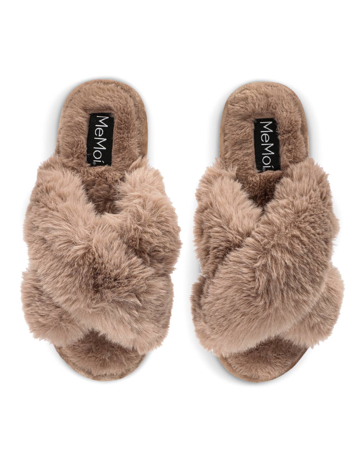 Beverly Faux Fur Open Toe Plush Slipper: Taupe / L 910