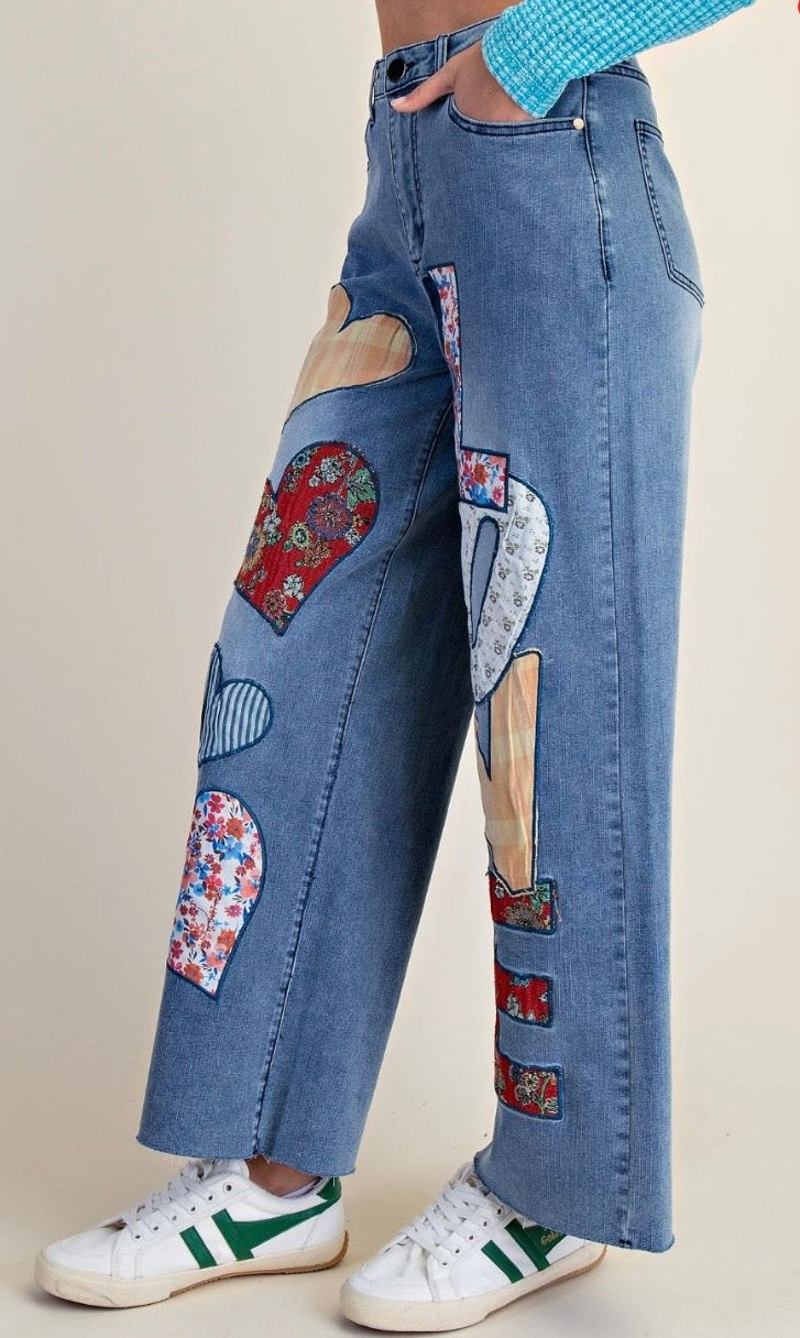 Blue Patchwork “LOVE” Jeans